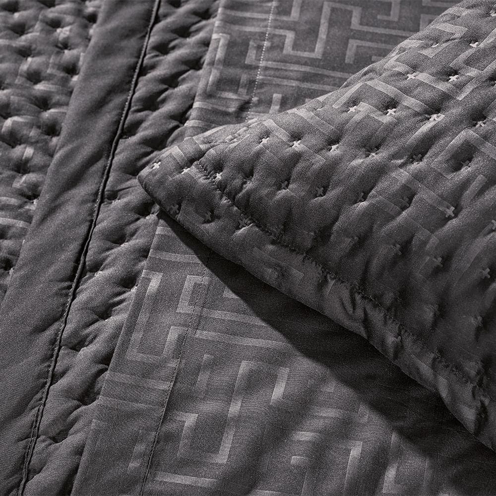 Jogo de Colcha Casal 3 Peças Altenburg Ultrawave Cristal Labirinto Preto