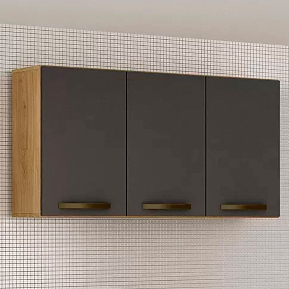 Aereo Triplo Valencia Carvalho/Grafite Salleto Moveis