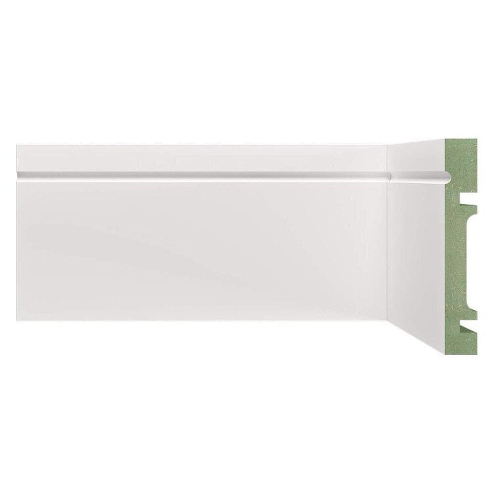 Kit 72m Linear Rodapé de Mdf 10cm X 1,5cm X 240cm com Friso 1003 Branco