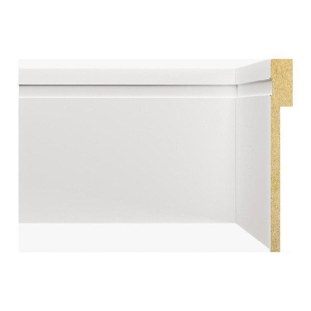 Kit Rodapé de Mdf 18m Linear 12cm X 18cm X 1,80cm Barra de Sobrepor com Friso 1202 Branco