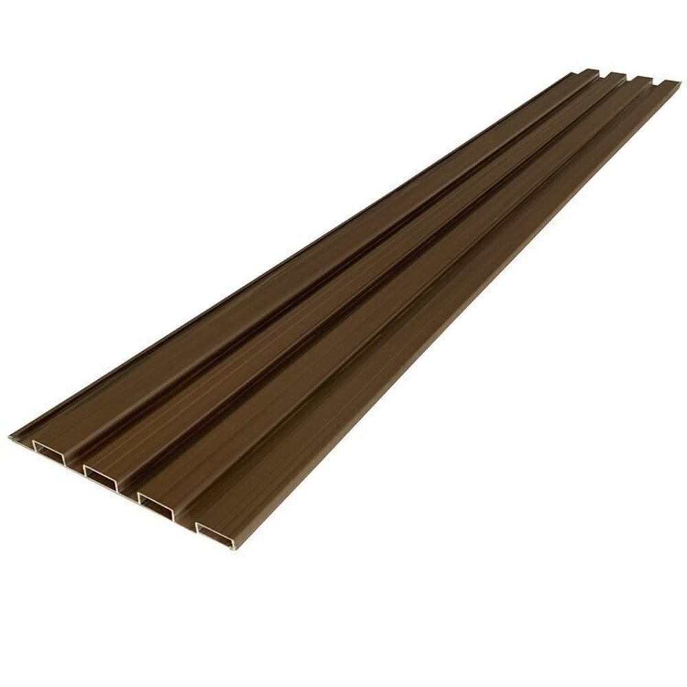 Painel Ripado em Placa 100x0,15cm 3,15m² Pvc + 6 Cantoneiras Marrom