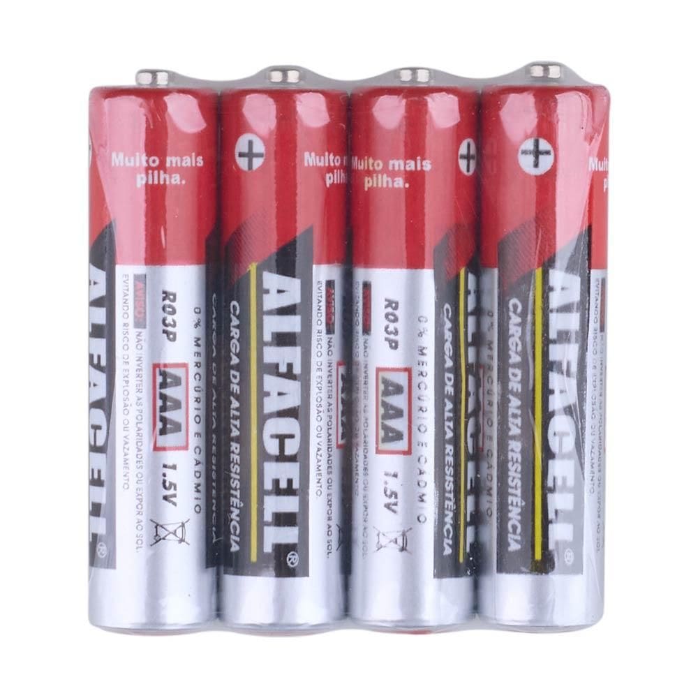 Pilha Palito AAA Zinco com 4 Unidades 1.5V Alfacell