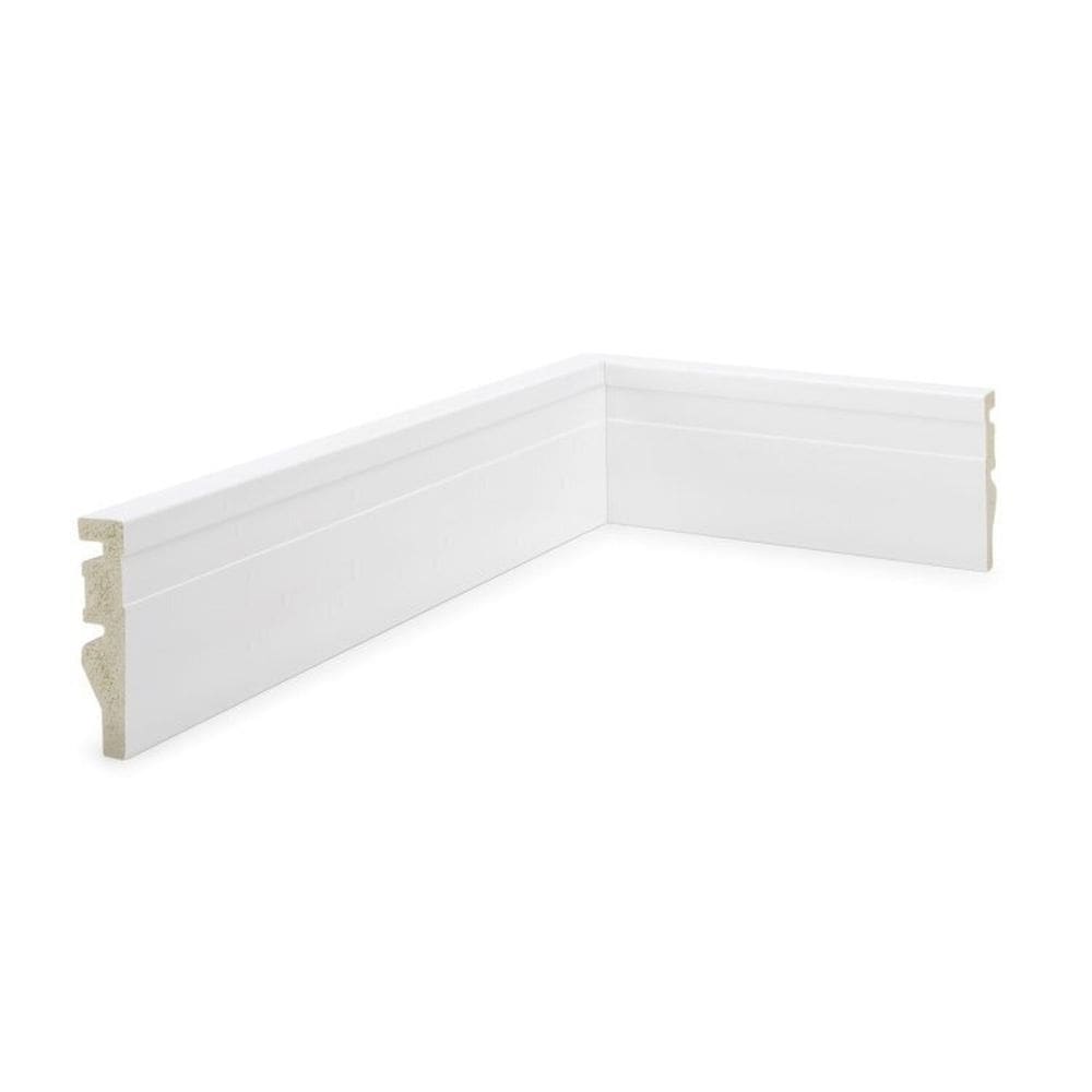 Kit 7,2m Linear Rodapé de Poliestireno 7cm X 1,5cm X 240cm Frisado Nfr Branco
