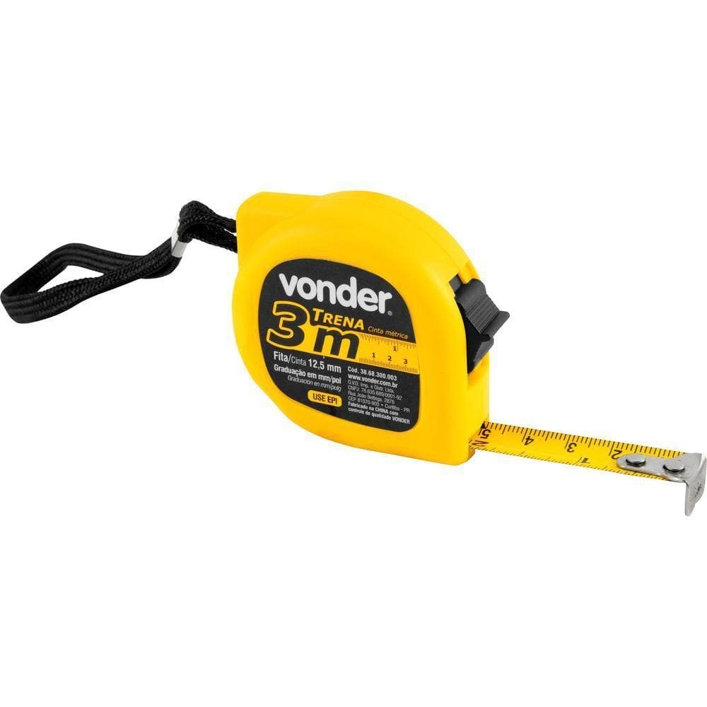 Trena Curta De Aço 3 M X 12,5 Mm Caixa Com 12 Vonder