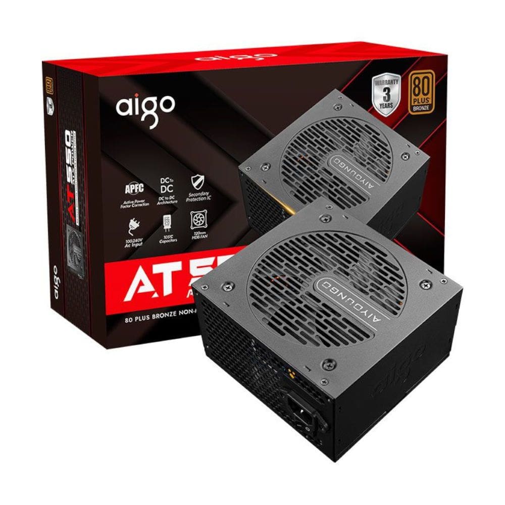 Fonte Gamer ATX Aigo DarkFlash AT550, Certificado 80 Plus Bronze, 550W, Preto - AG-AT550-BK