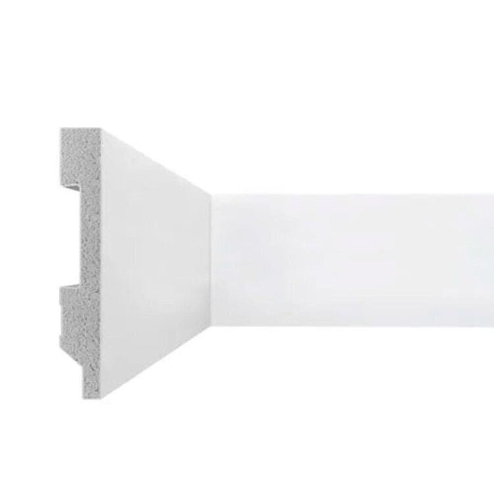 Kit 12 Metros Lineares Rodapé Liso 7 Cm em Poliestireno Floort Branco