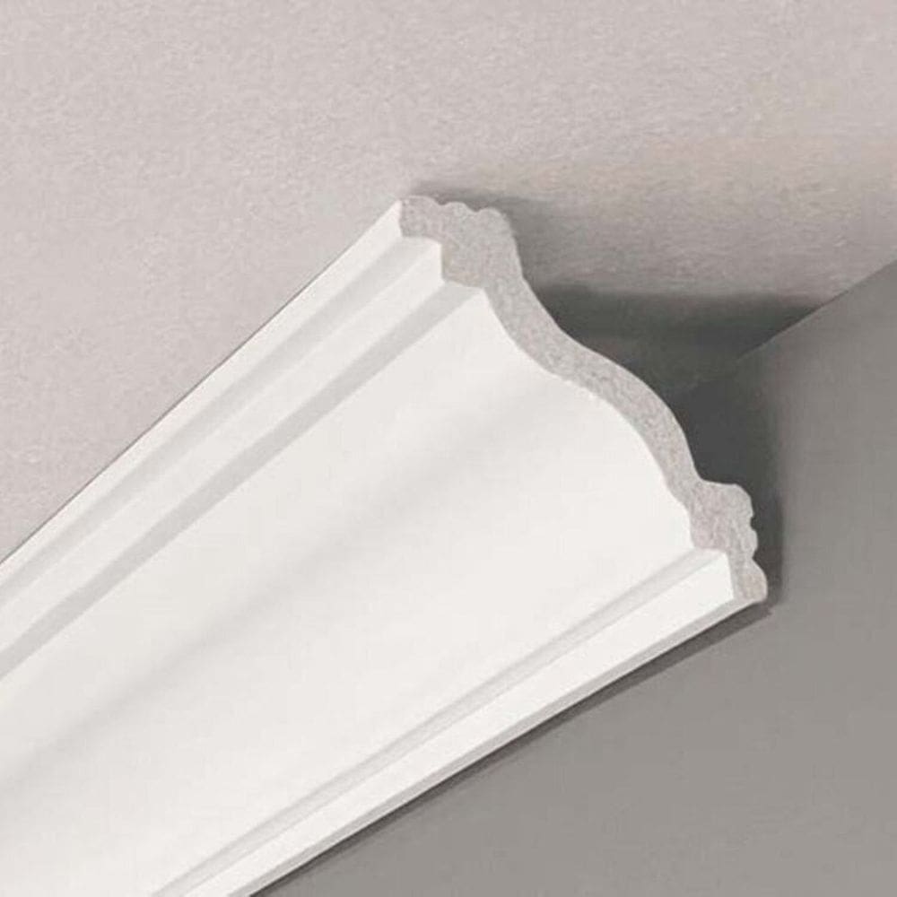 Kit 12 Metros Lineares Rodateto em Poliestireno 4,3cm Floort Acessórios Branco