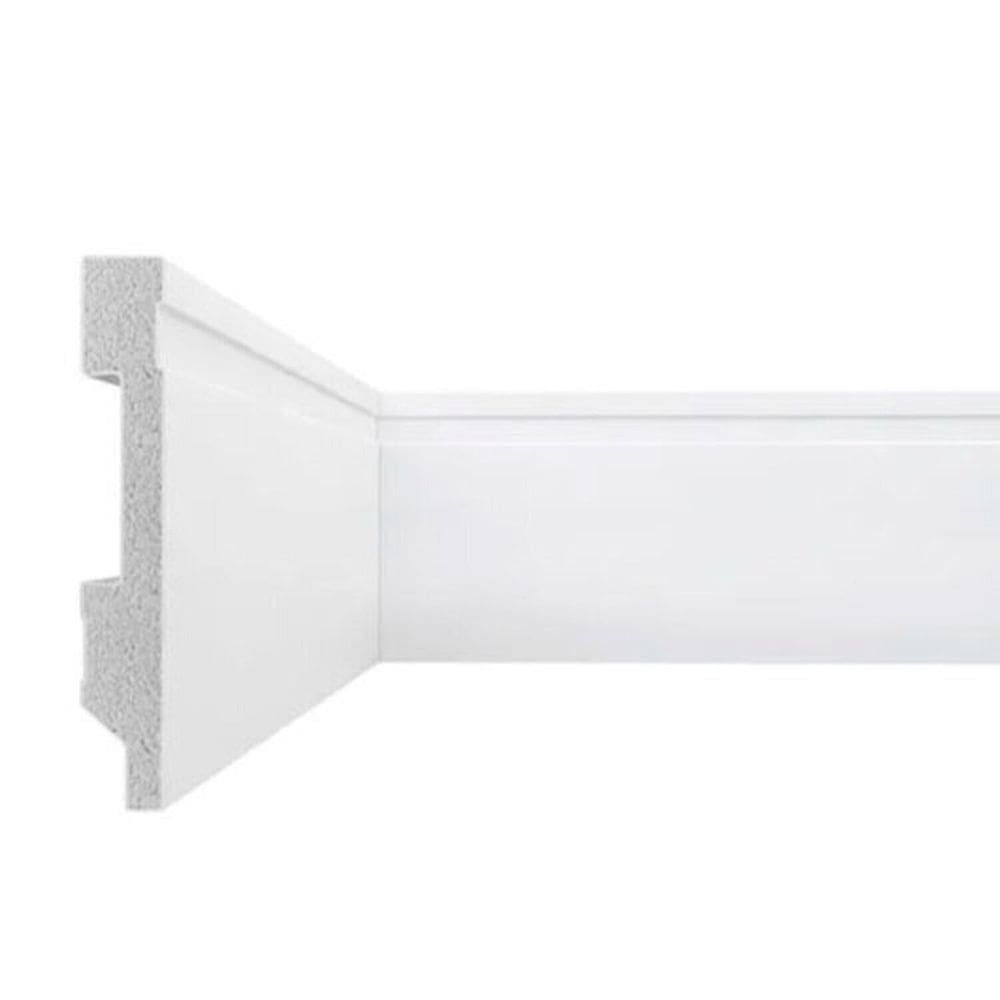 Kit 12 Metros Lineares Rodapé Frisado 7 Cm em Poliestireno Floort Branco