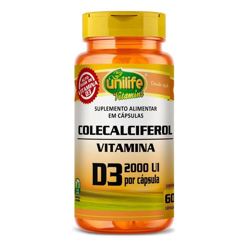 2X Vitamina D3 Colecalciferol 2000Ui - 60 Cápsulas - Unilife