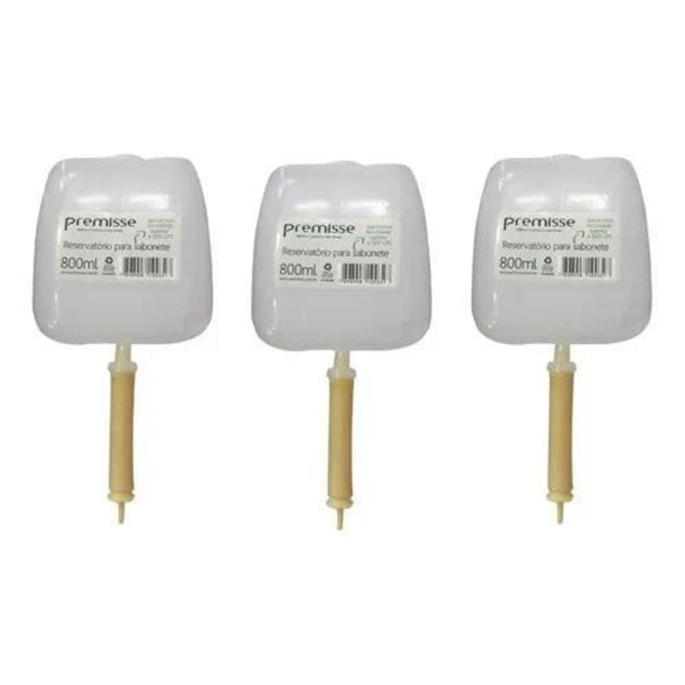Kit 3 Reservatório Para Saboneteira 800Ml Premisse Velox
