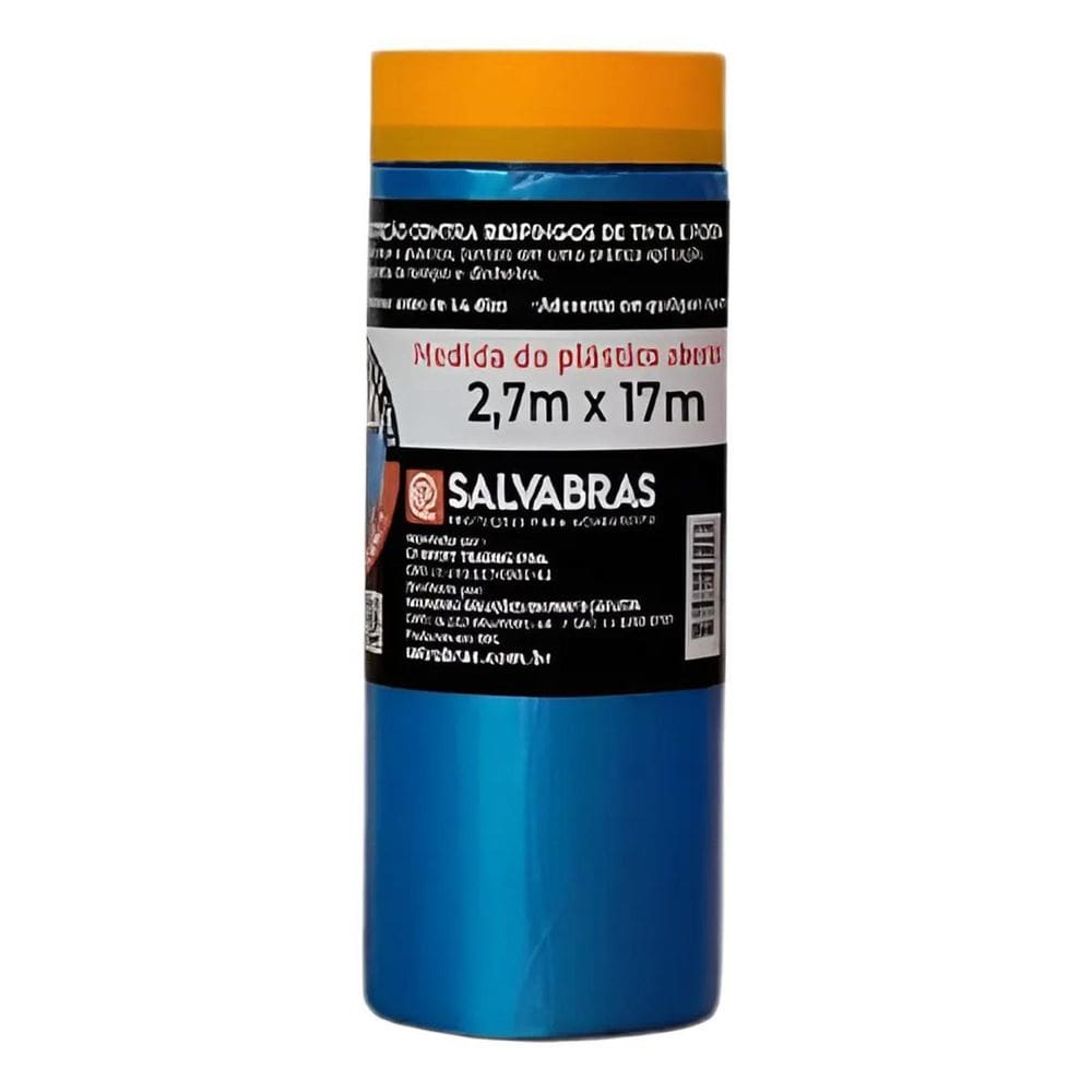 2X Salva Pintura 2,70X17Mts Plástico Com Fita Crepe Salvabra