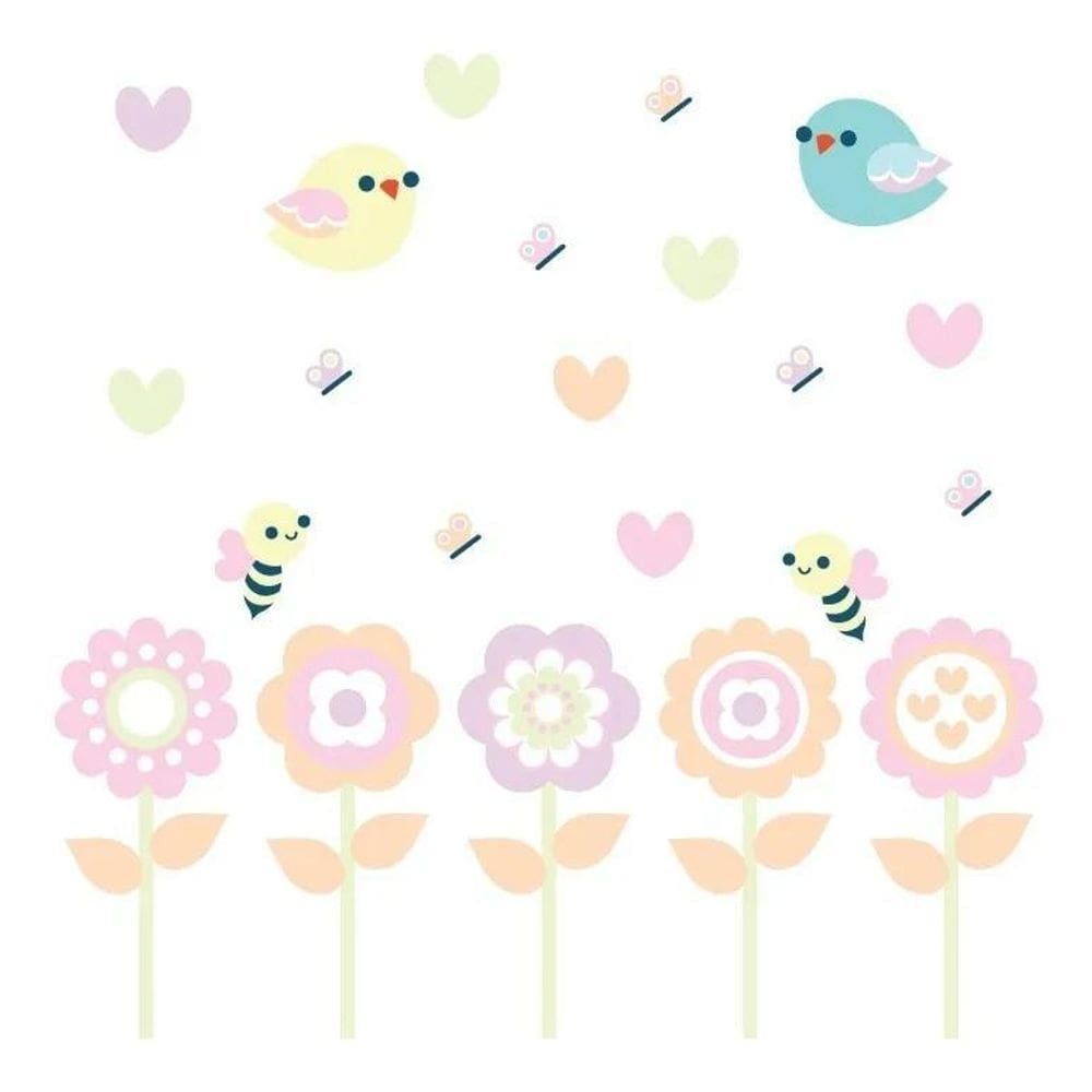 2X Adesivo De Parede Infantil Jardim Tons Pastel Quarto 080I