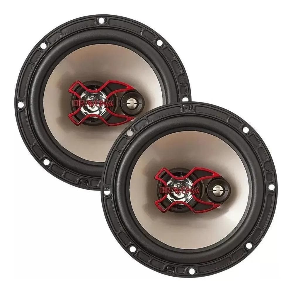 2X Bravox B3X60 X 6 Preto/Prata Triaxial Auto Falante 6