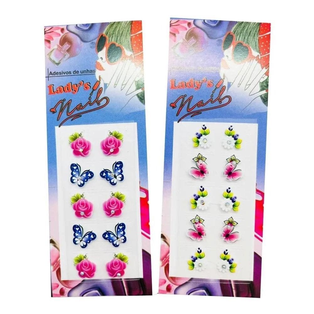 2X 500 Peliculas Kit Adesivos De Unha 3D Lady Nails, 50 Cart