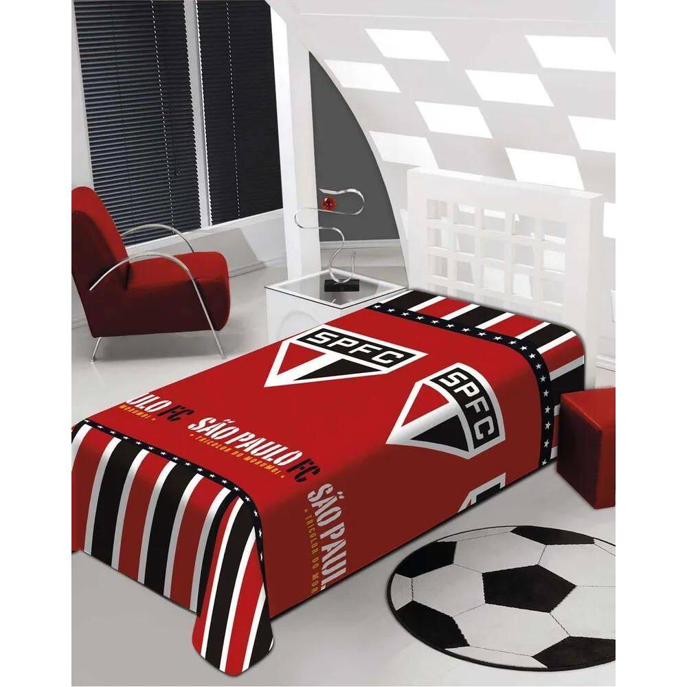 2X Manta Solteiro Time Futebol Microfibra Jolitex