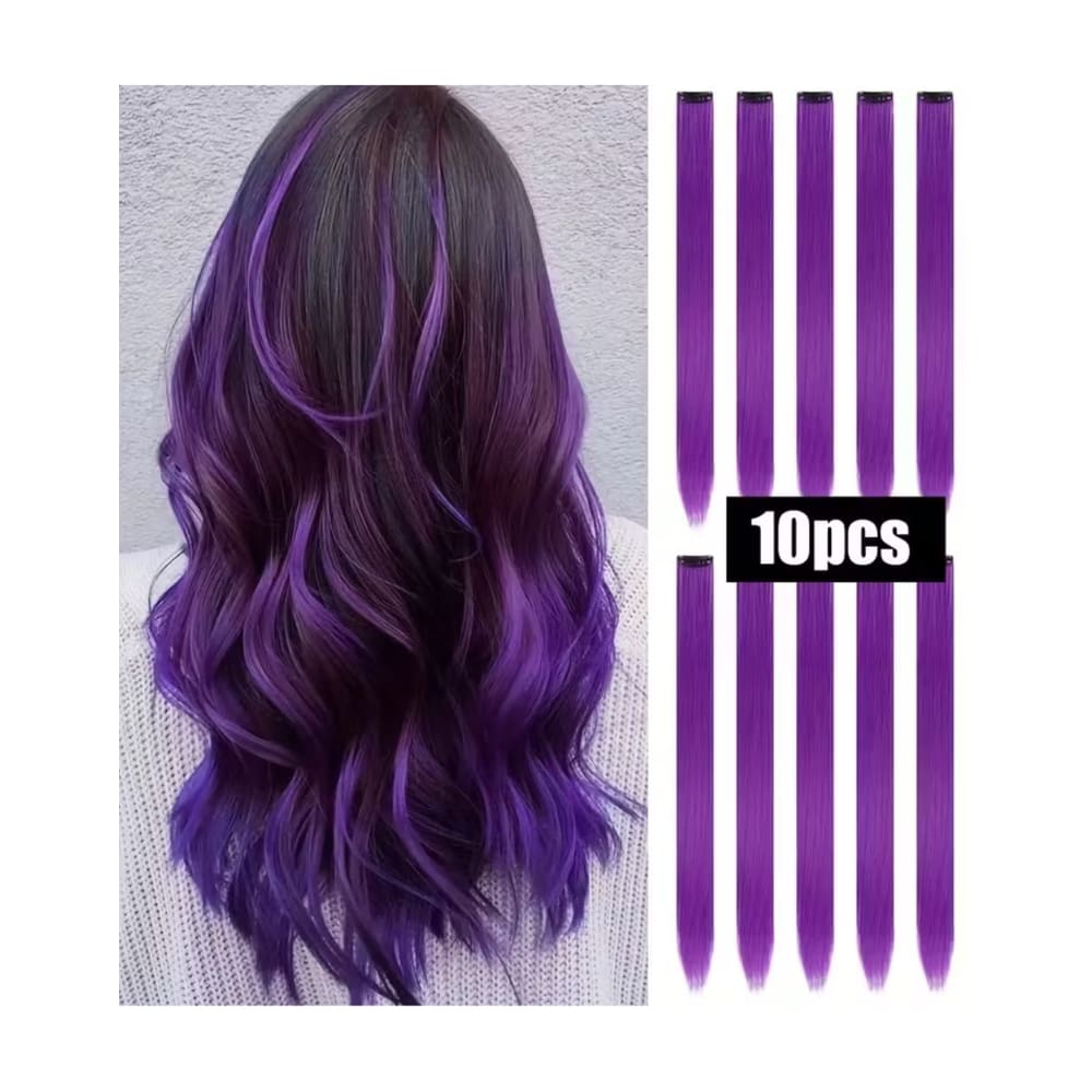 Kit 10 Extensões de cabelo Fantasia Peruca Brilho no Escuro