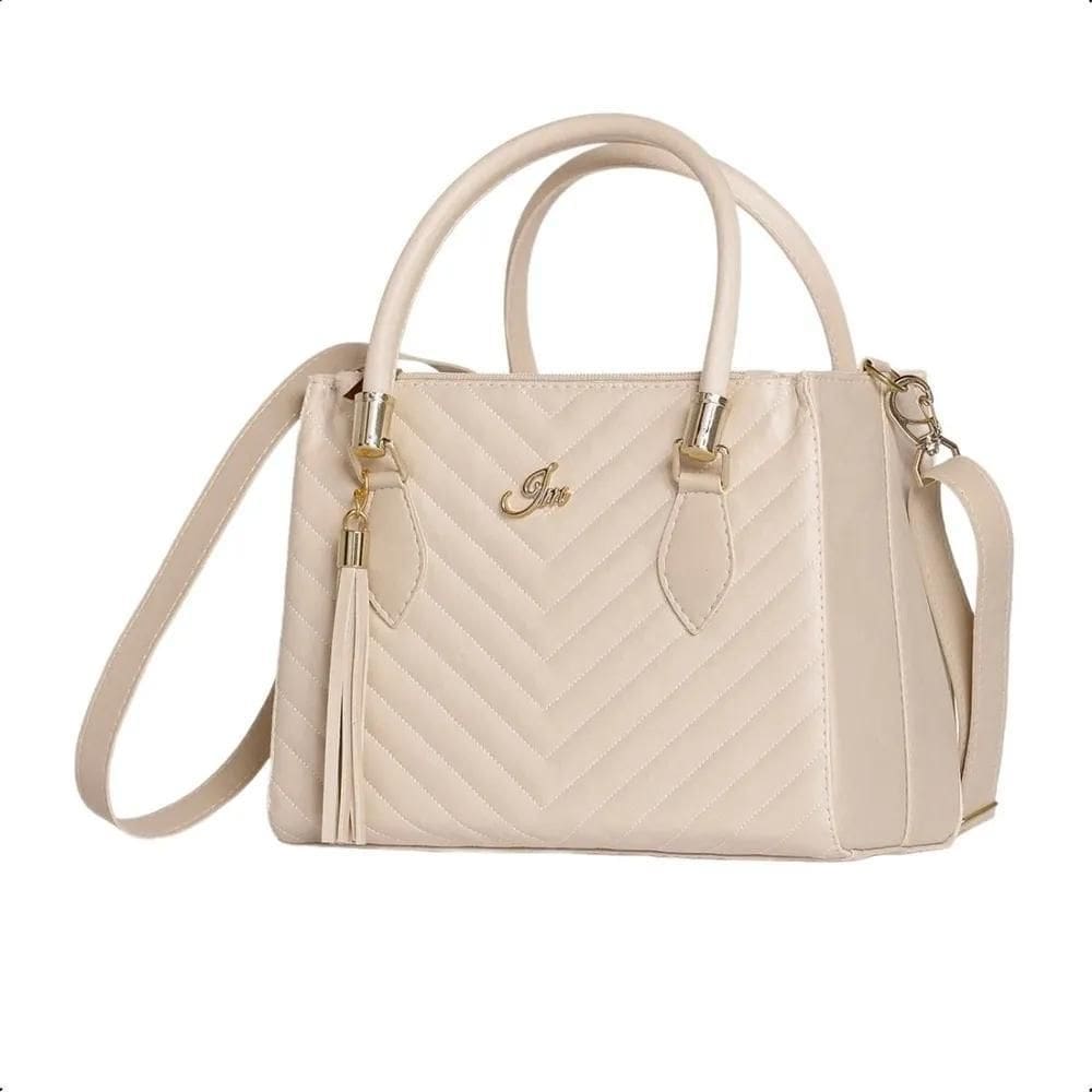 2X Bolsa Feminina Marfim Baú Grande Alça Transversal Removív