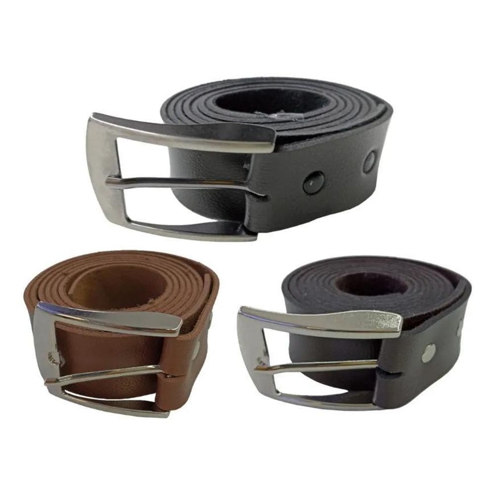 2X Kit 3 Cintos Social Masculino Plus Size 1,60 Fivela Metal