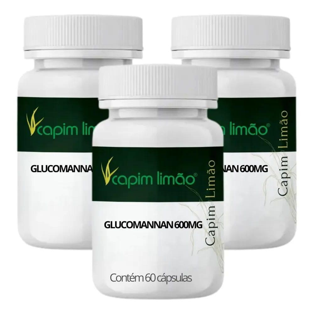 2X Glucomanan 600Mg 3 Potes 180 Capsulas Sabor Sem Sabor
