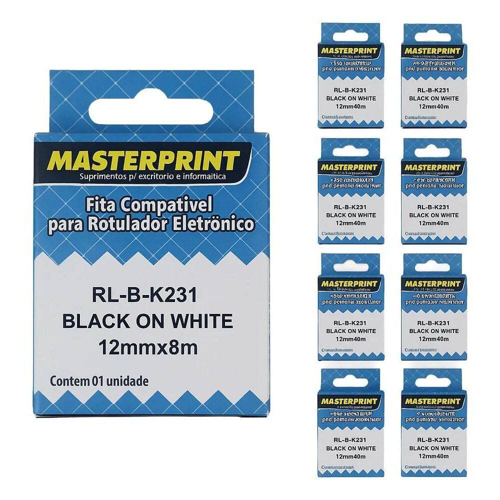 2X Kit 10 Fita Compatível Com Brother Mk231 T 12Mm Pt 80 70