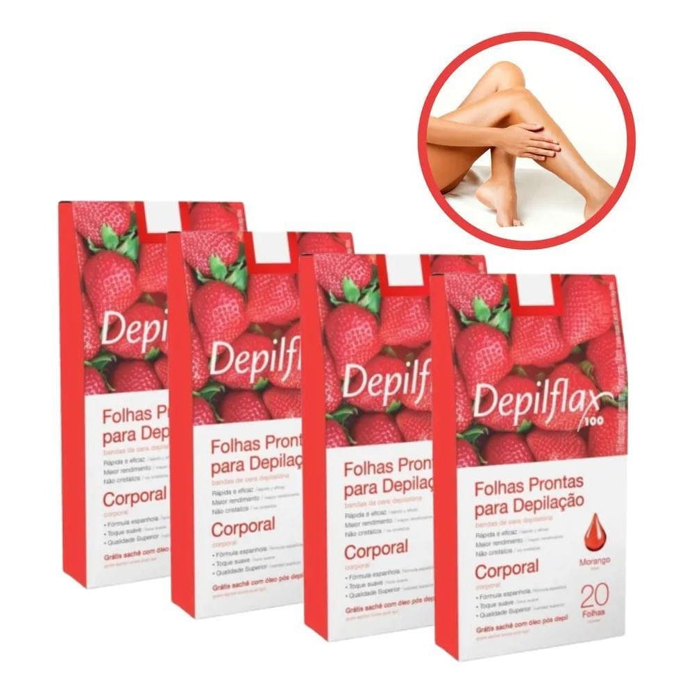2X Kit Com 4 Caixas Folhas Prontas Corporais De Morango 80 U