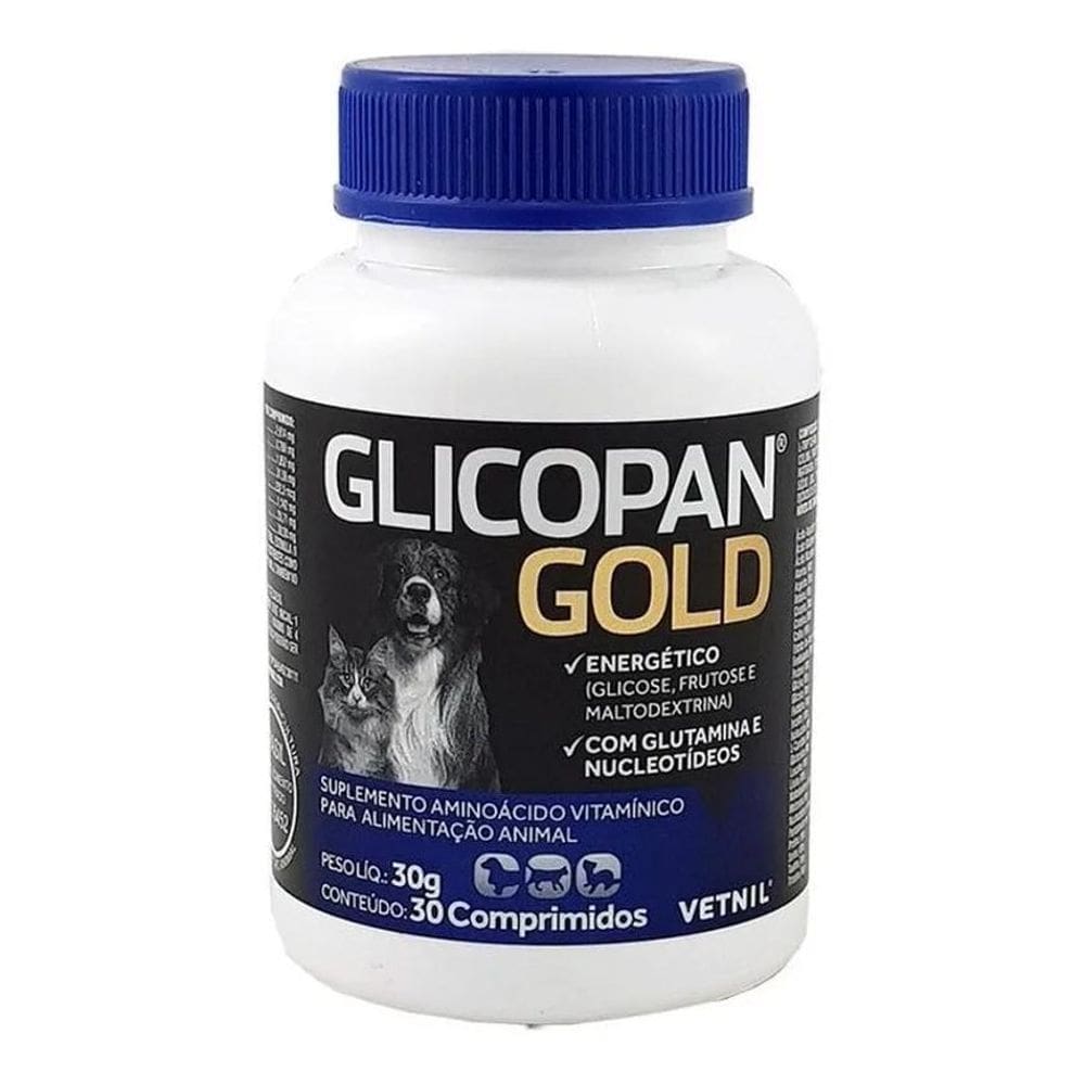 2X Glicopan Gold Para Cães E Gatos 30 Comprimidos Vetnil