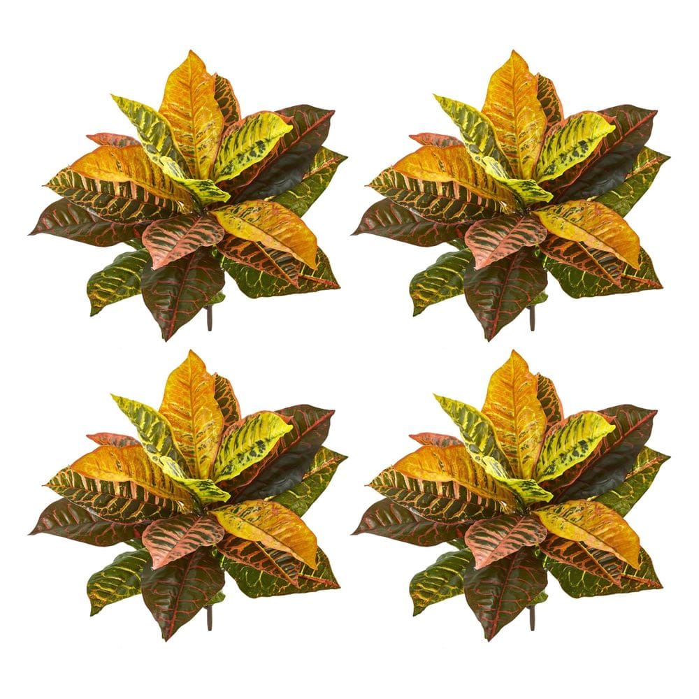 Planta Artificial Crotón de Jardín Casi Natural 21 cm Juego de 4