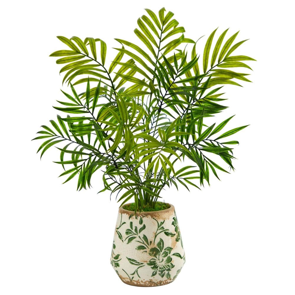 Planta Artificial Mini Palma Areca Casi Natural de 18 cm con Jarrón