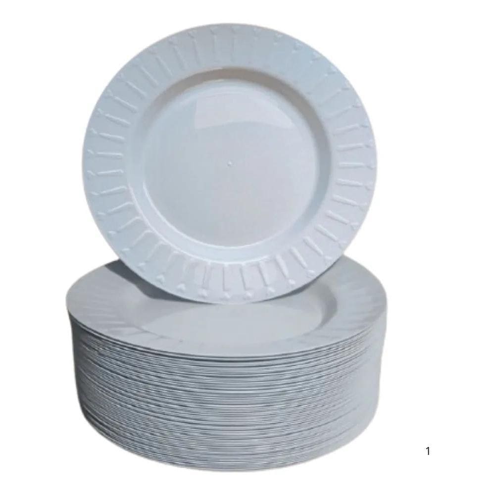 2X Kit 50 Pratos Elegance De Plátisco Reutilizável Resisten