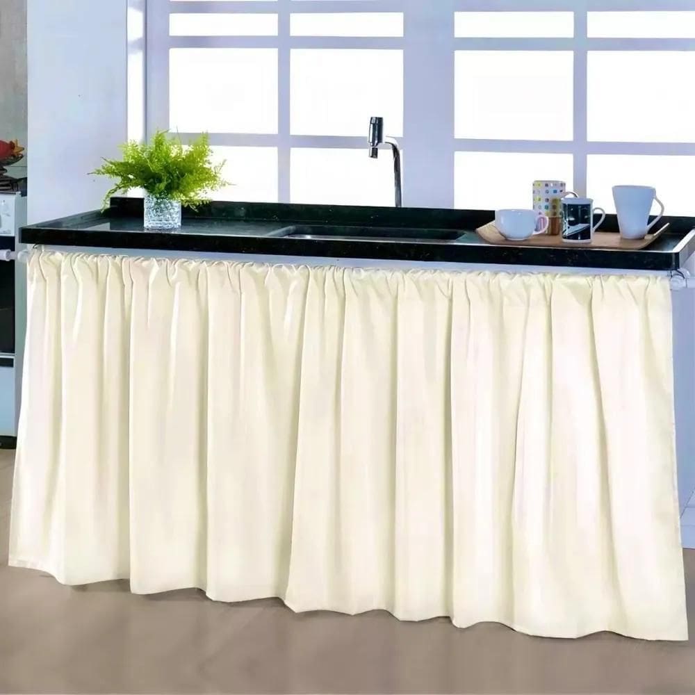 2X Cortina Pia Cozinha Balcão 3 Metros Por 80 Cm De Altura