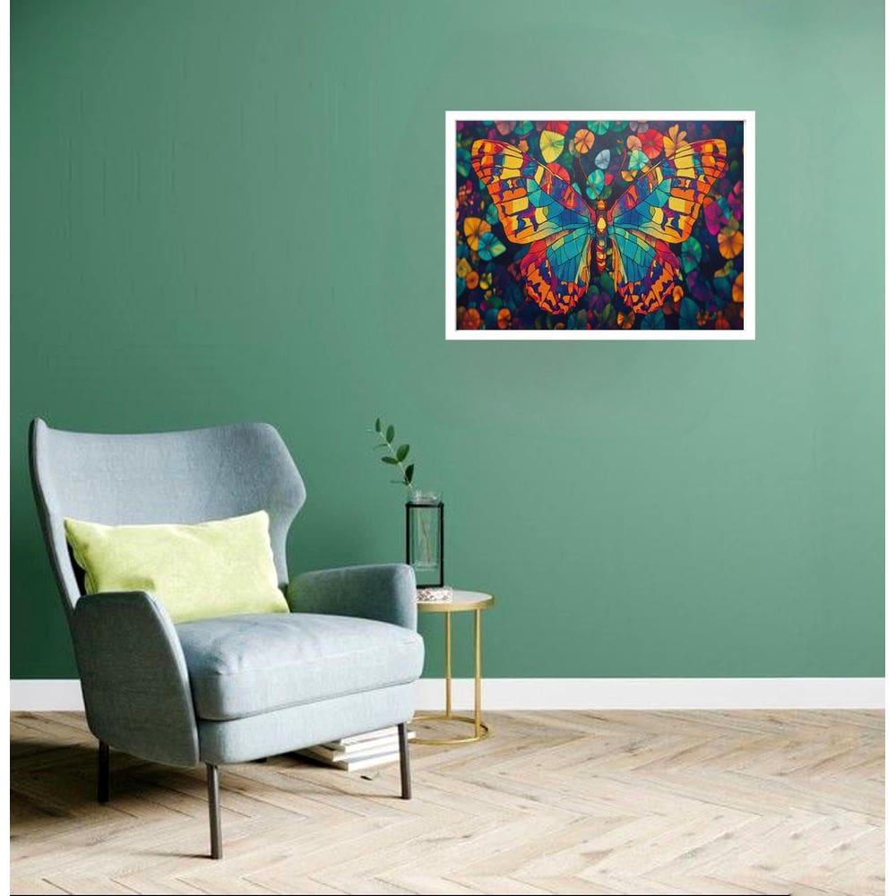 Quadro Decorativo Borboleta Montada Floral - 50X70Cm