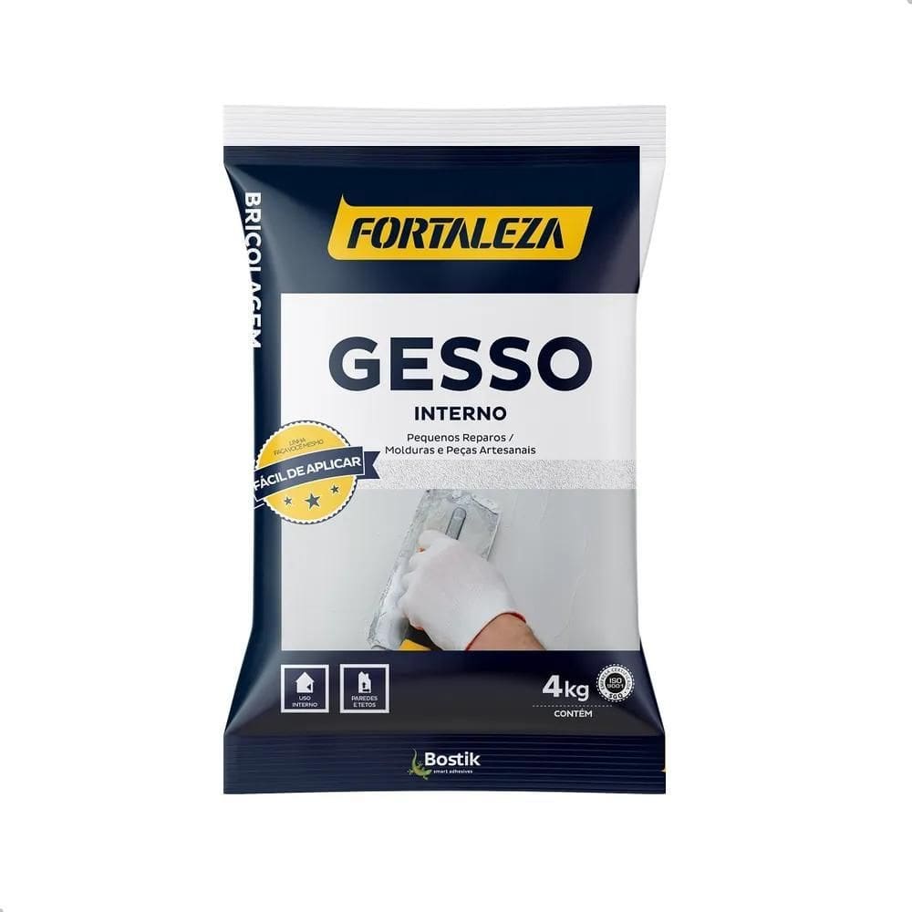 2X Gesso Em Pó Branco - Secagem Rápida - 4Kg - Fortaleza
