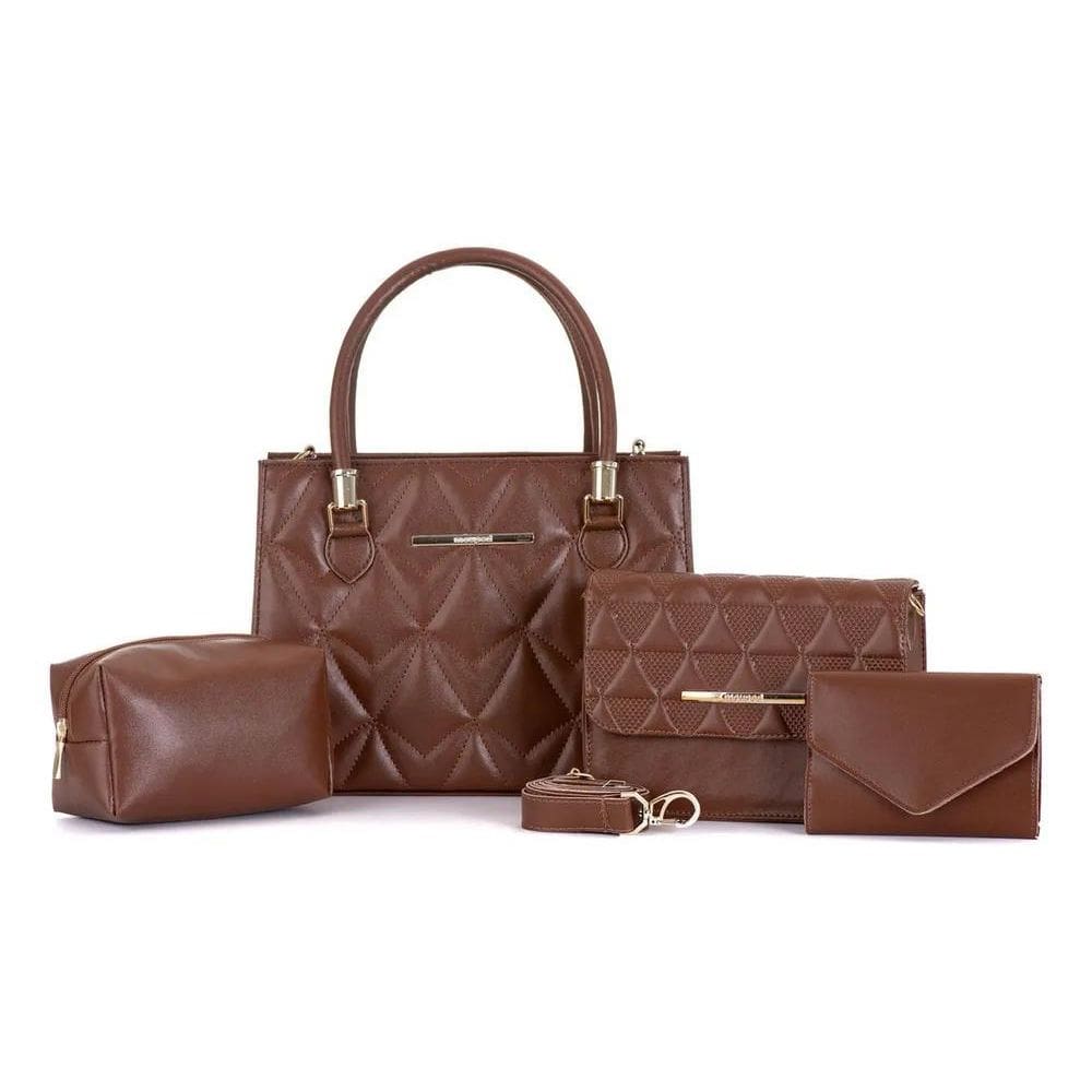 2X Kit 4 Bolsa Feminina Transversal + Carteira E Necessaire