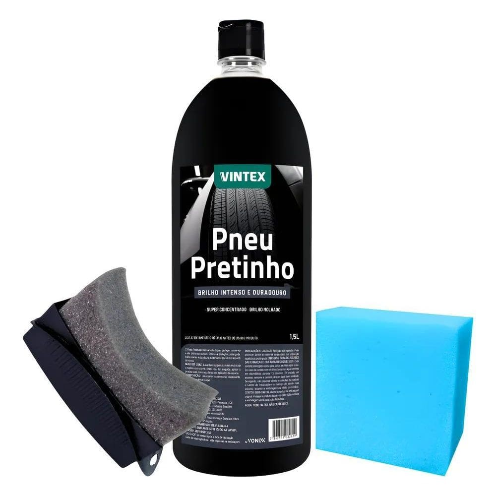 2X Pneu Pretinho 1,5L Vintex Aplicador Pretinho Selante