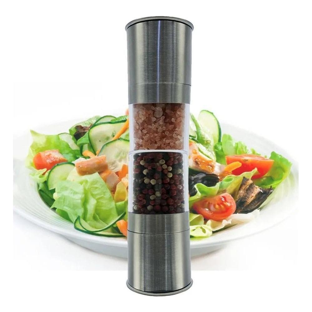 2X Moedor Inox Para Sal Grosso, Pimenta, Temperos 2 In 1 Pra