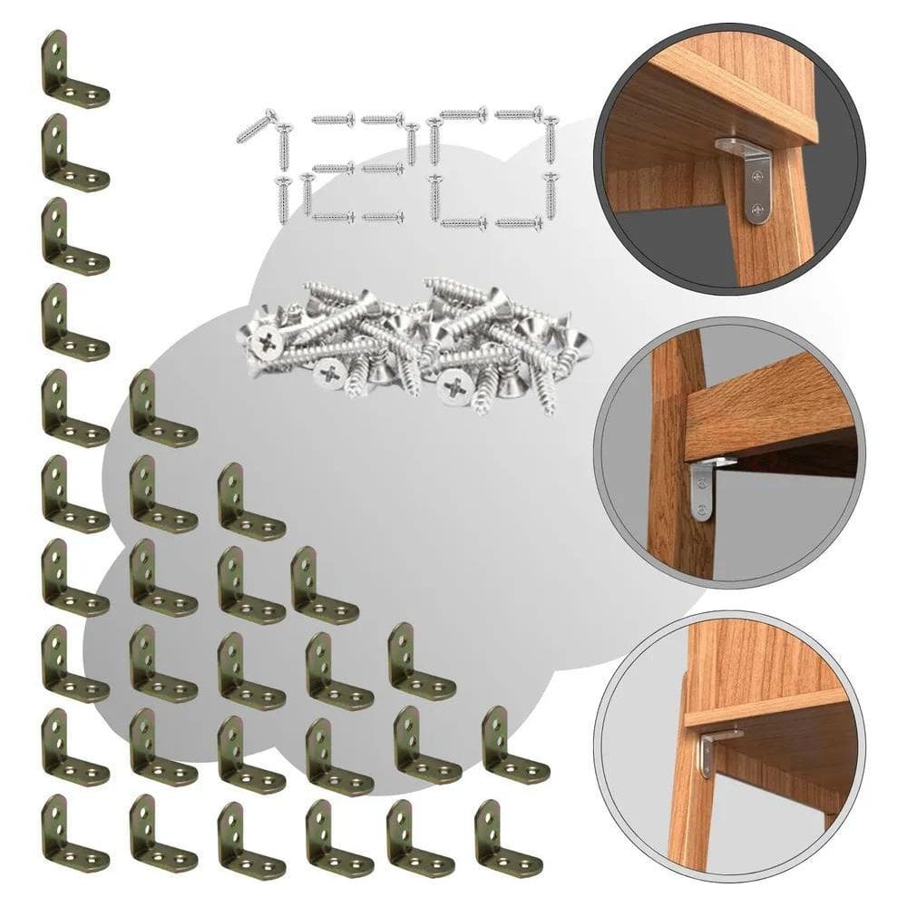 2X 30 Cantoneira Reforço Gaveta Montagem De Moveis Com Paraf