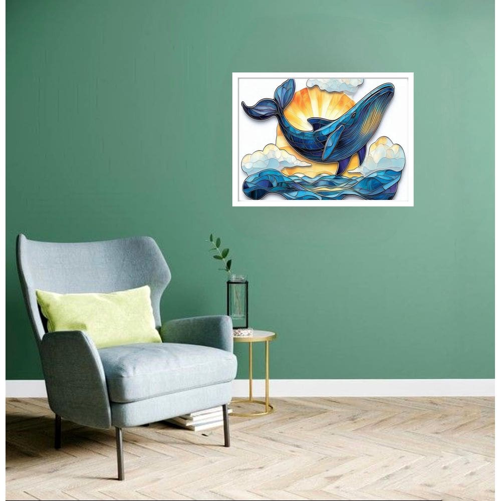 Quadro Decorativo Baleia Azul Sol - 50X70Cm