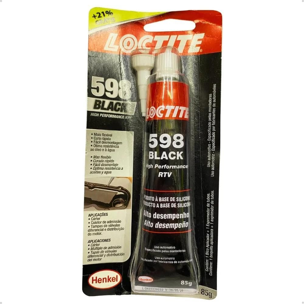 2X Cola Silicone Loctite 598 Black Alta Temperatura 85G Rtv