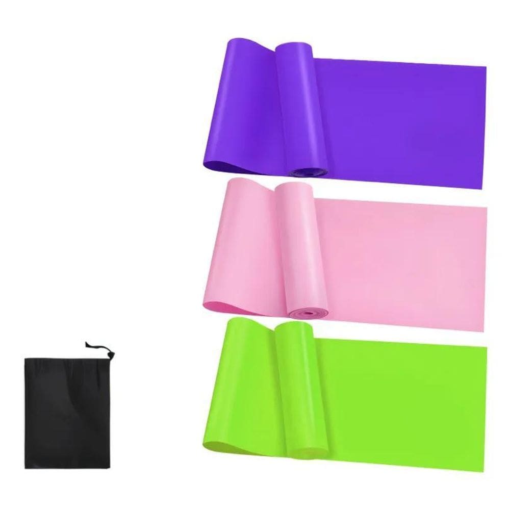 2X Kit 3 Faixas Elásticas 1,5M 3 Intensidades Para Exercíc