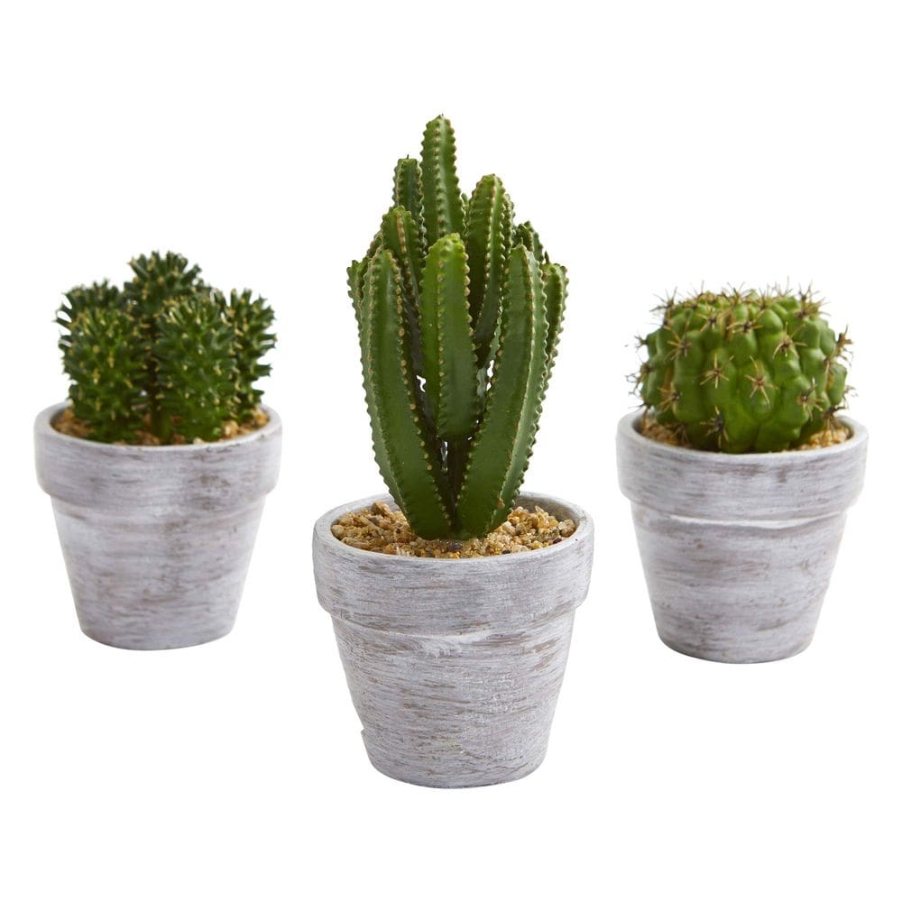 Planta Artificial Cactus Casi Natural 20 cm Juego de 3