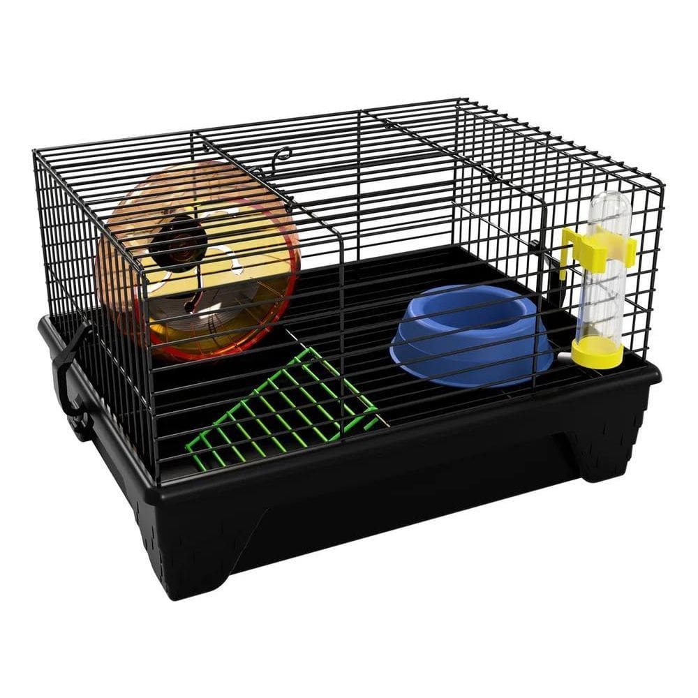 2X Gaiola Hamster Completa Luxo Transporte Roedores Preta