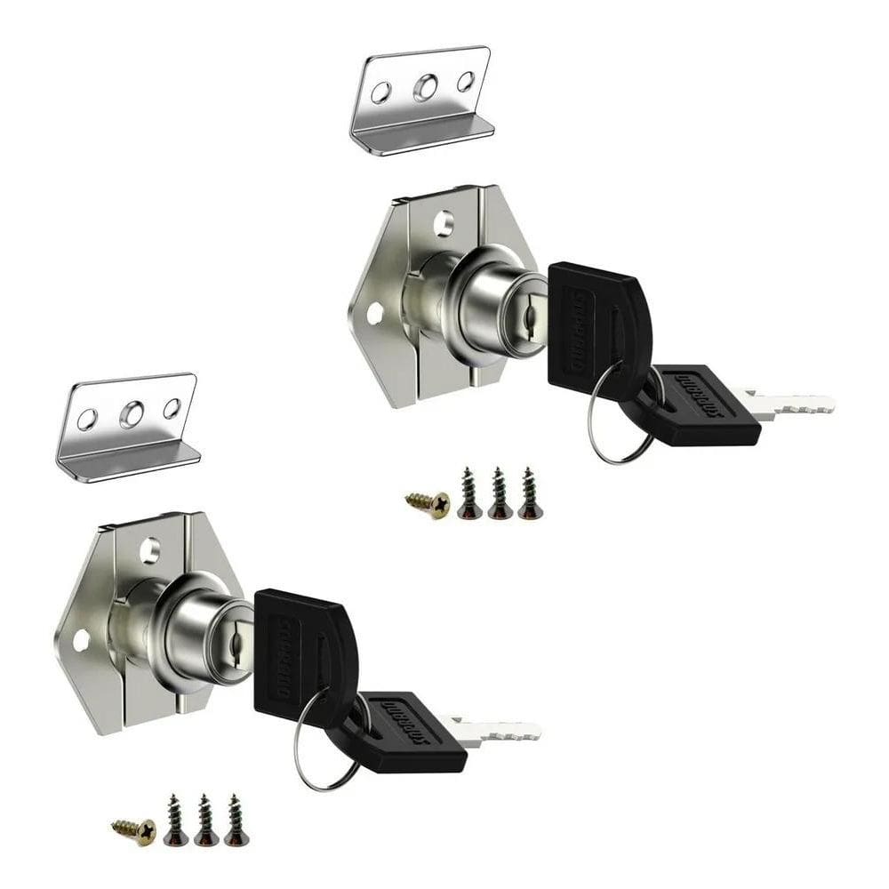 2X Kit 2 Tranca Gaveta Fechadura Chave Porta Moveis Escritor