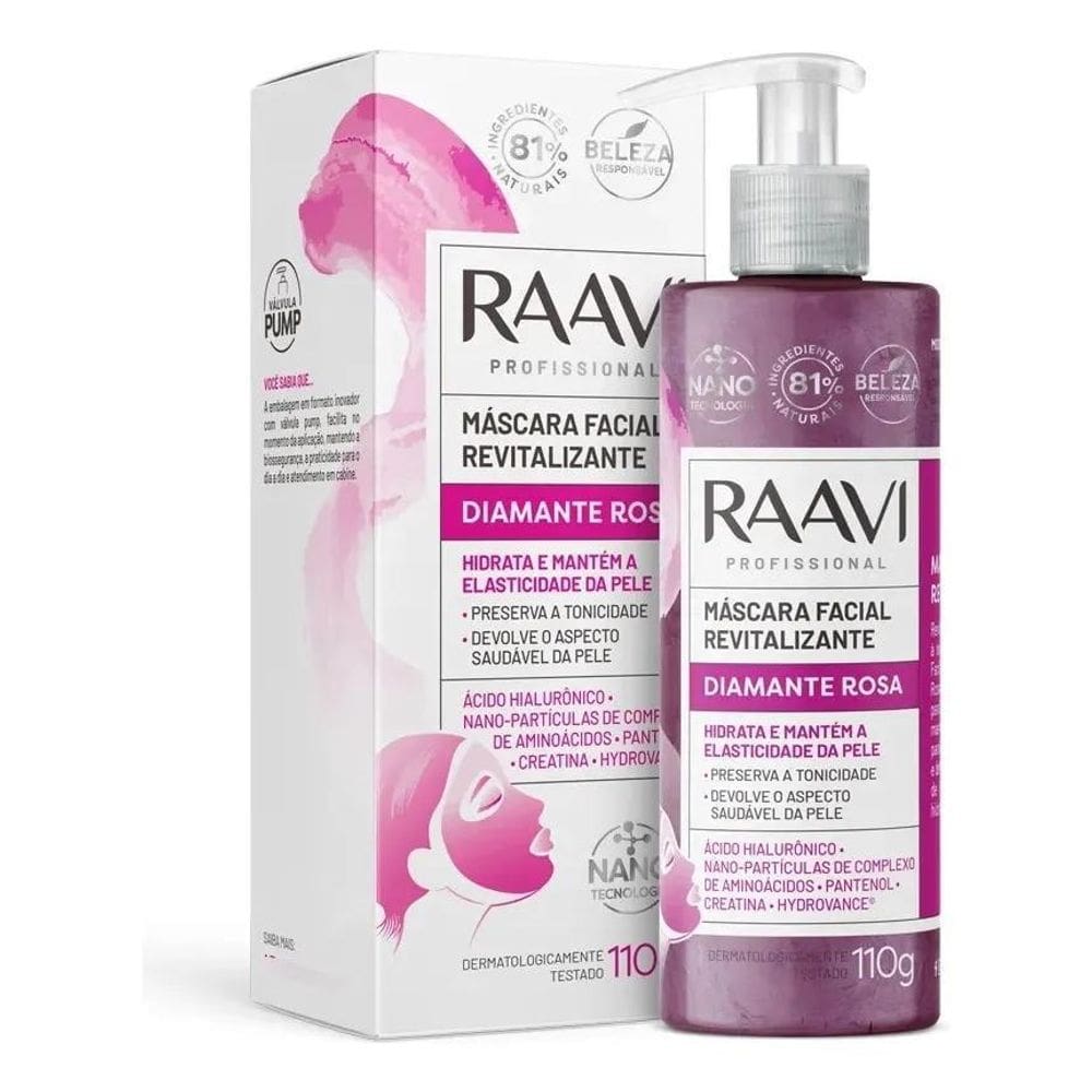 2X Máscara Facial Revitalizante Diamante Rosa 110G Raavi Tip