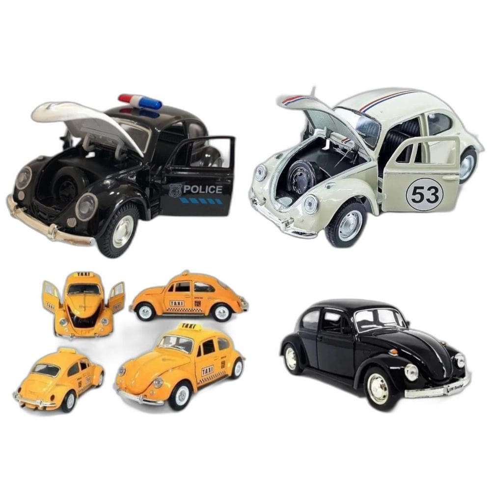 Kit 4 Super Fusca Táxi Clássico Carrinho Brinquedo Metal