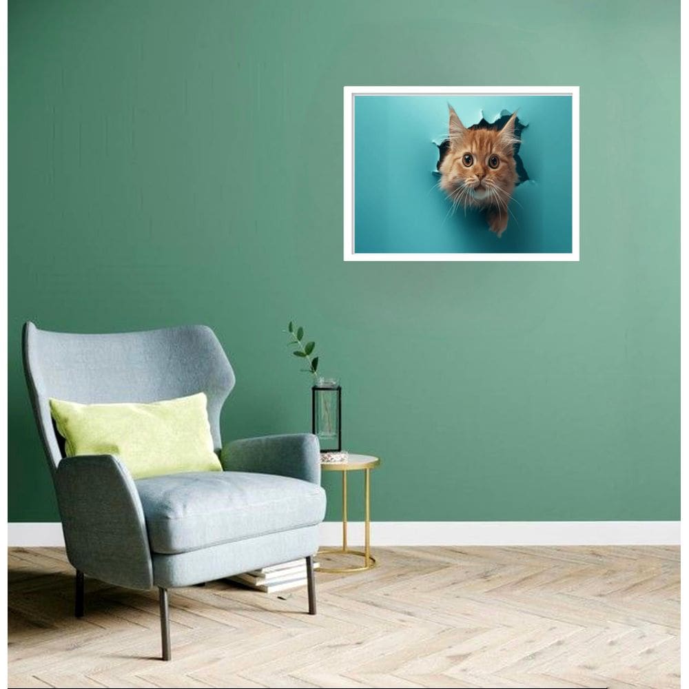 Quadro Decorativo Gato Papel Rasgado - 50X70Cm