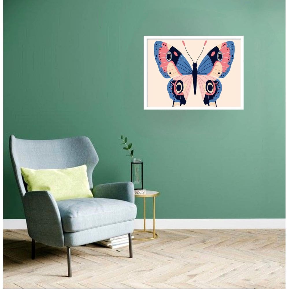 Quadro Decorativo Borboleta Azul Rose - 50X70Cm