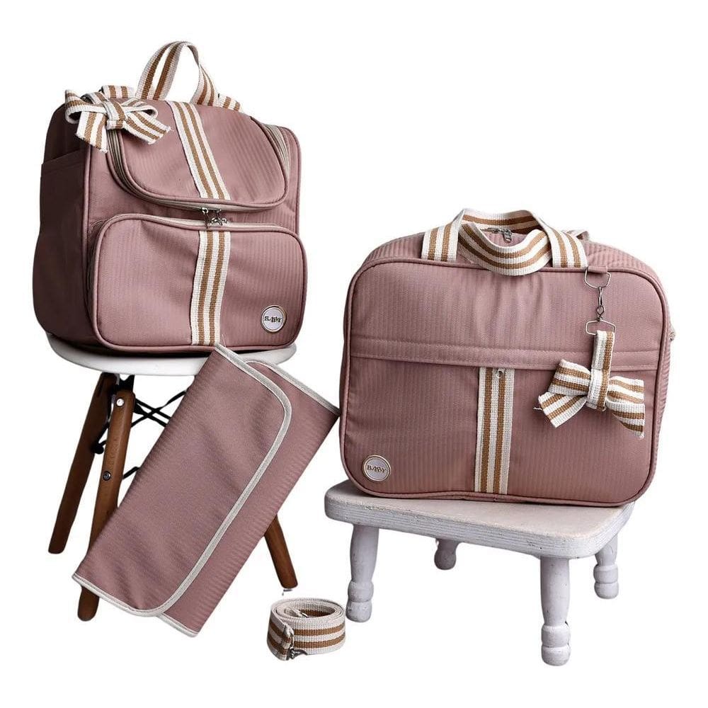 2X Kit Bolsa Mala Maternidade Luxo 3 Peças Menina Menino Cor
