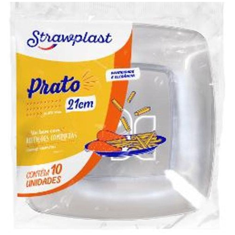 Prato Quadrado De Acrílico 21Cm - 10 Unidades