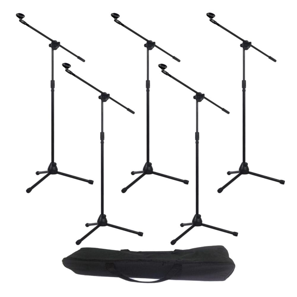 Kit 5 Pedestal Microfone Girafa Ajustável Com Bag