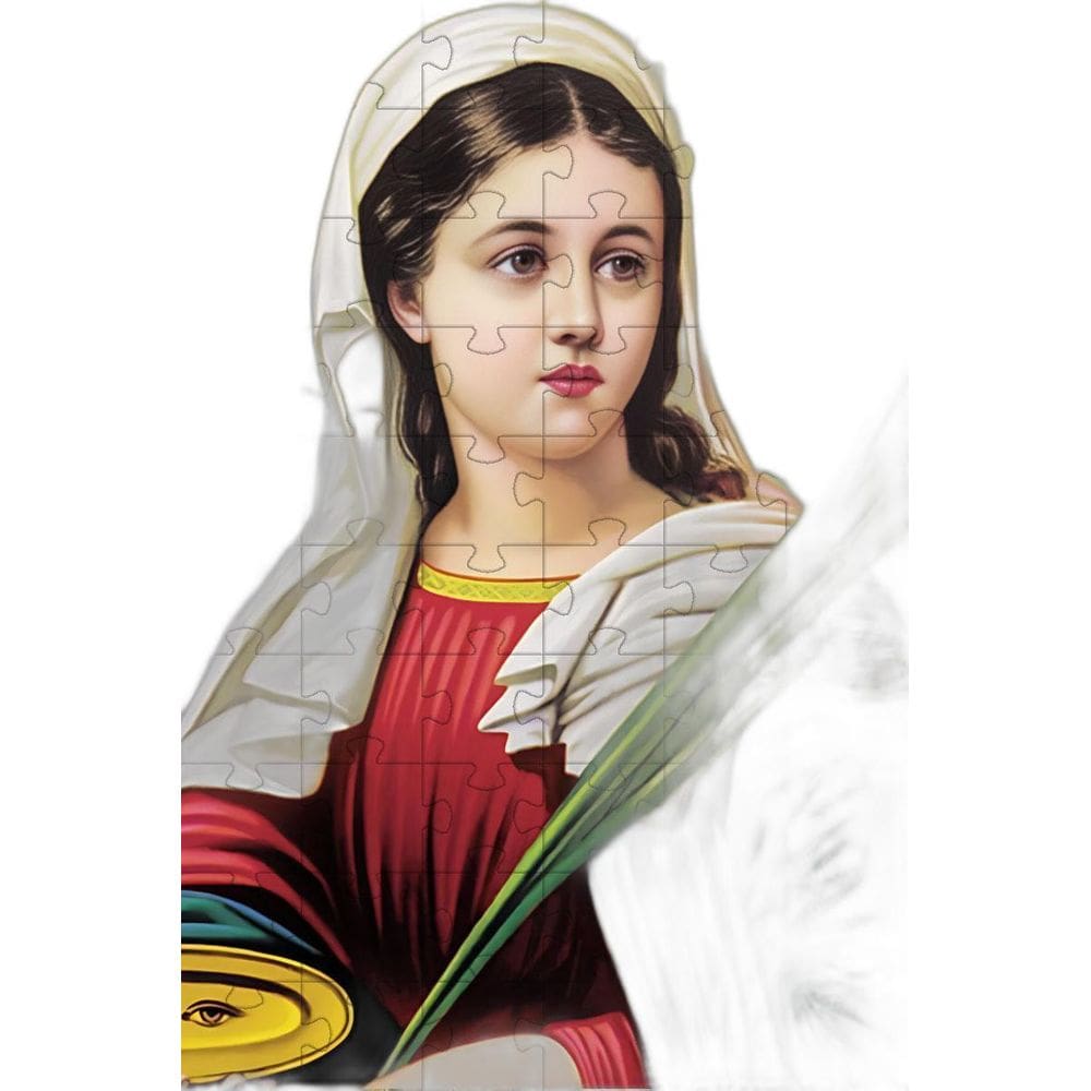 Quebra-Cabeça Religioso Cognitivo Santa Luzia 35 Peças Mdf O